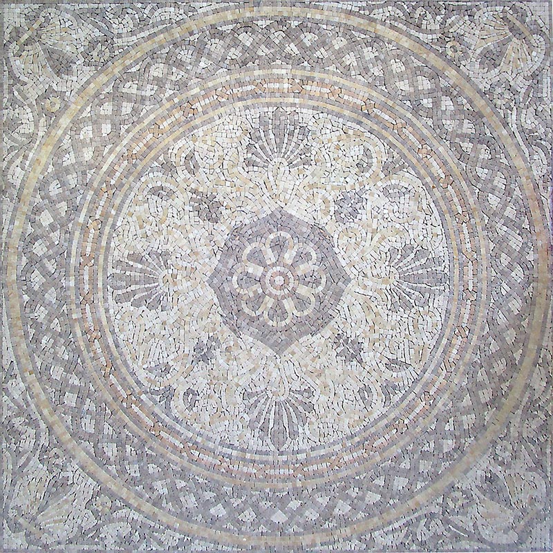 фото Панно natural мозаичные ковры и розоны мрамор бежевый 122x122 см ph-23