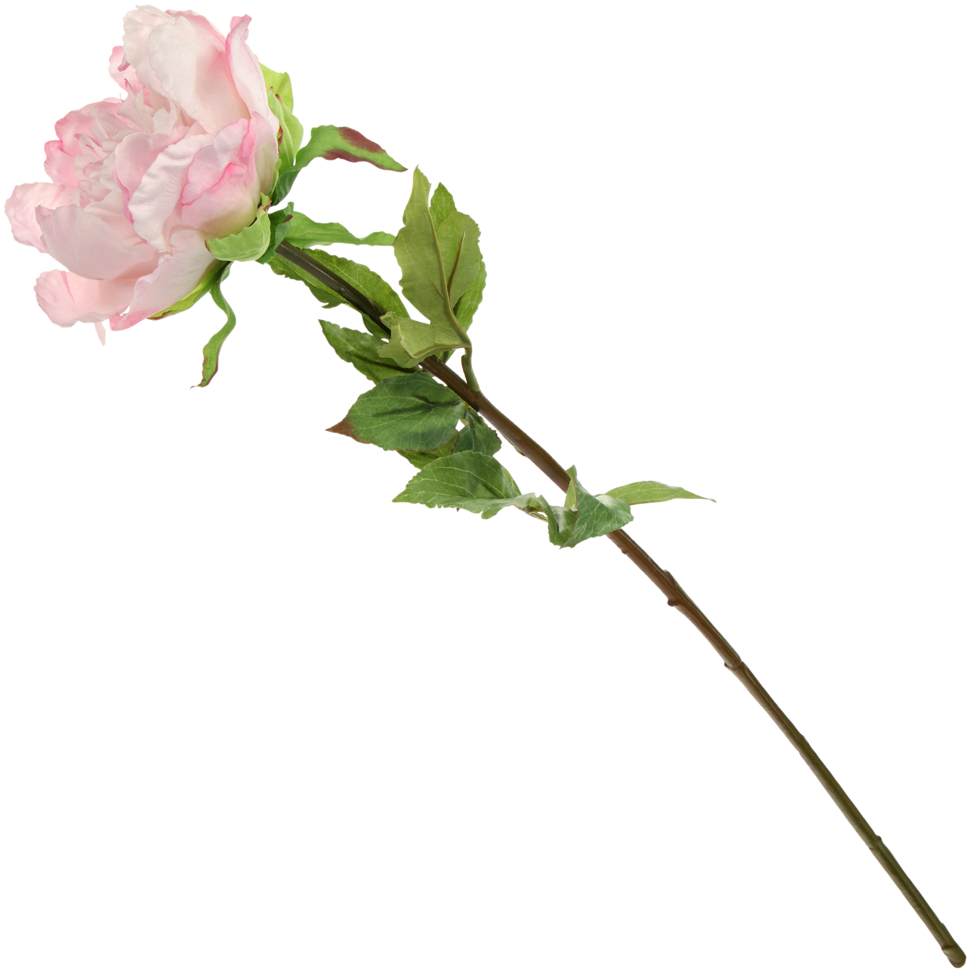 Цветок искусственный Most flowers пион, светло-розовый с зелеными листьями