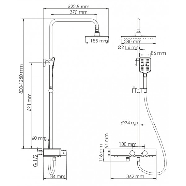 фото Душевой комплект с термостатическим смесителем wasserkraft a11301 thermo