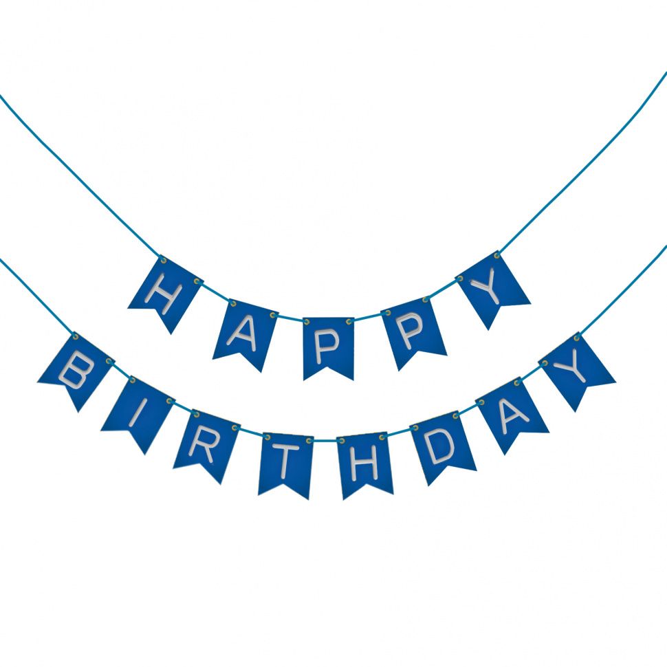фото Украшение-гирлянда fiolento "happy birthday". цвет: синий, серебро.