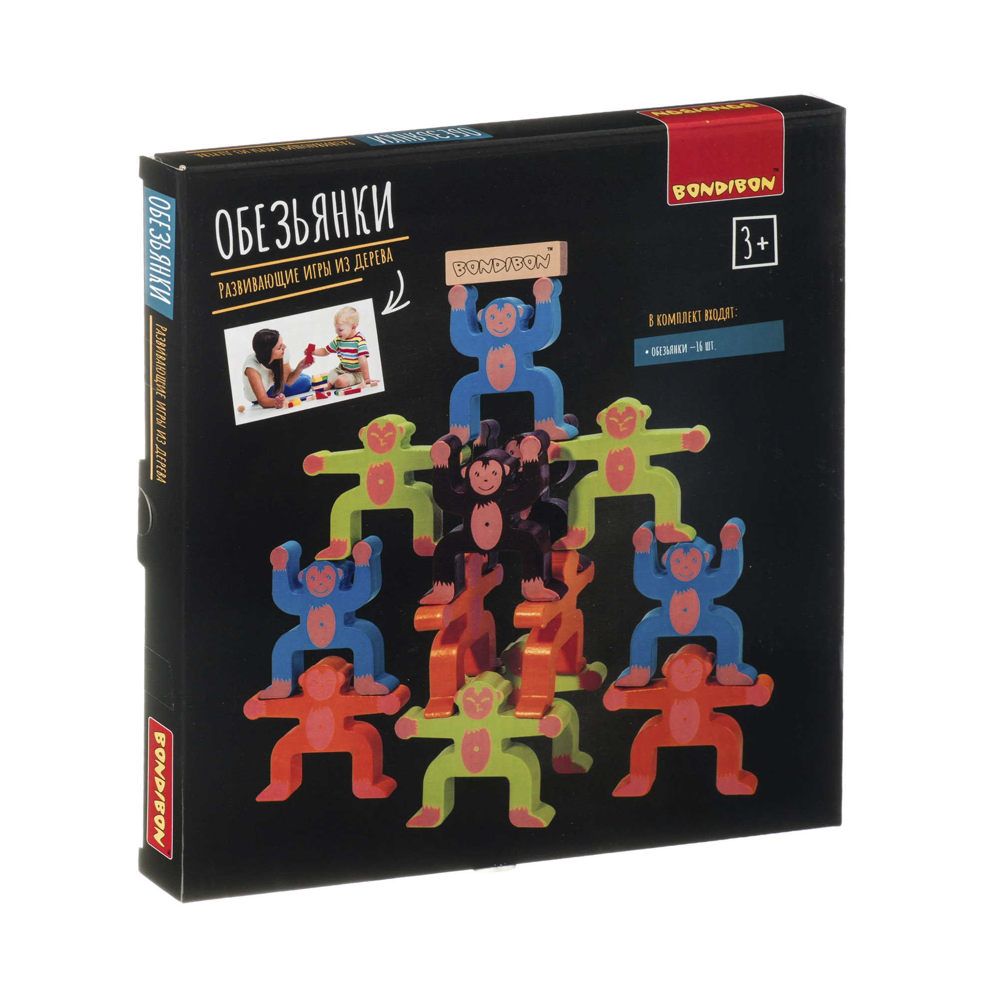 

Развивающая деревянная игра-баланс Bondibon Обезьянки
