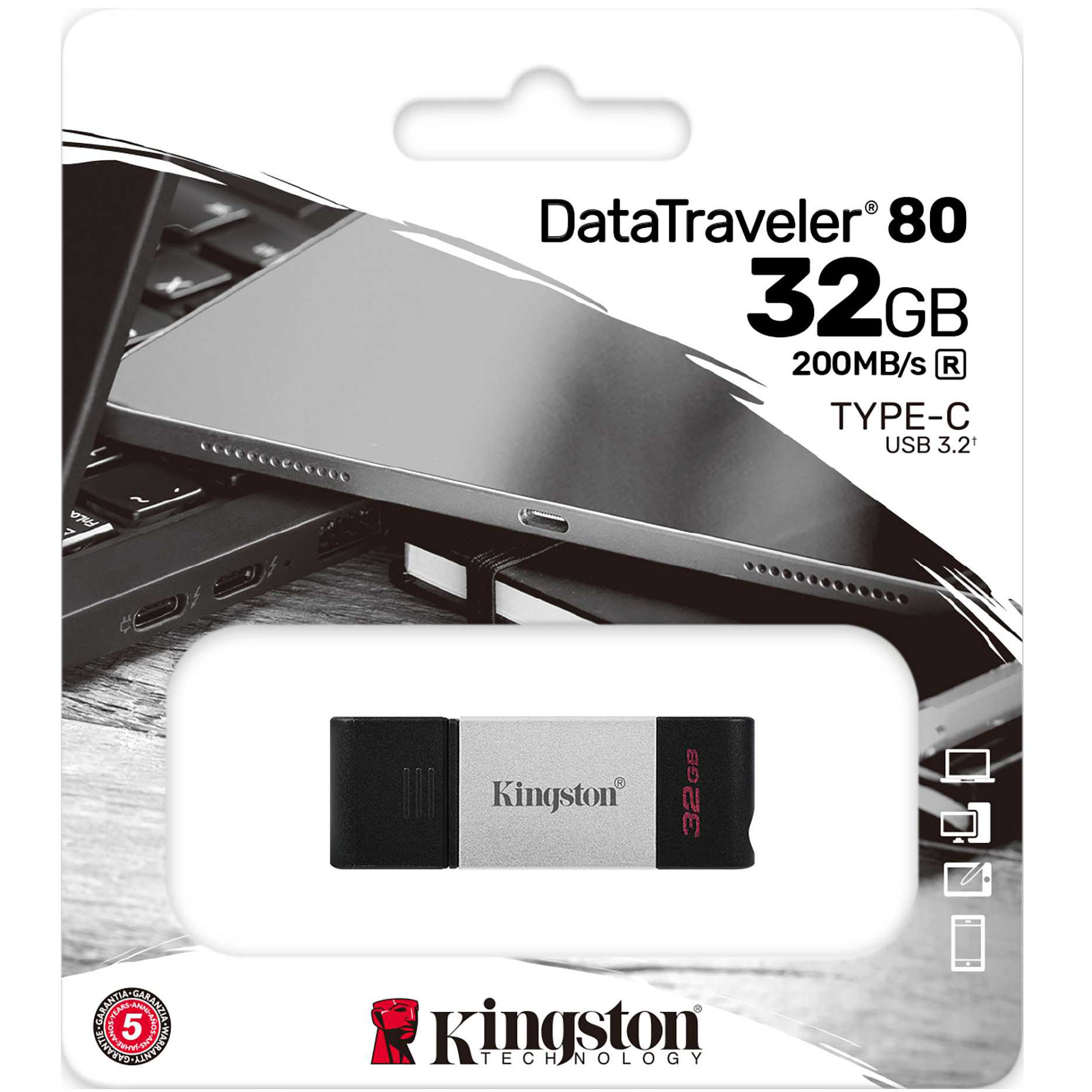 Флеш-накопитель Kingston DataTraveler 80 USB 32 Гб, цвет серебристый - фото 5