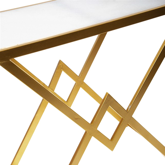 Столик с белым мрамором Glasar 53x33x54 см, цвет золотой - фото 2