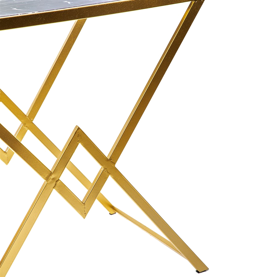Столик с чёрным мрамором Glasar 58x38x59 см, цвет золотой - фото 2
