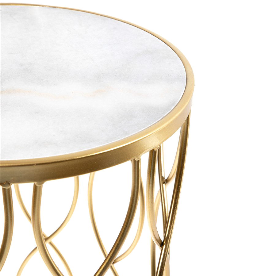 Столик интерьерный с белым мрамором Glasar 40x40x55 см, цвет золотистый - фото 2