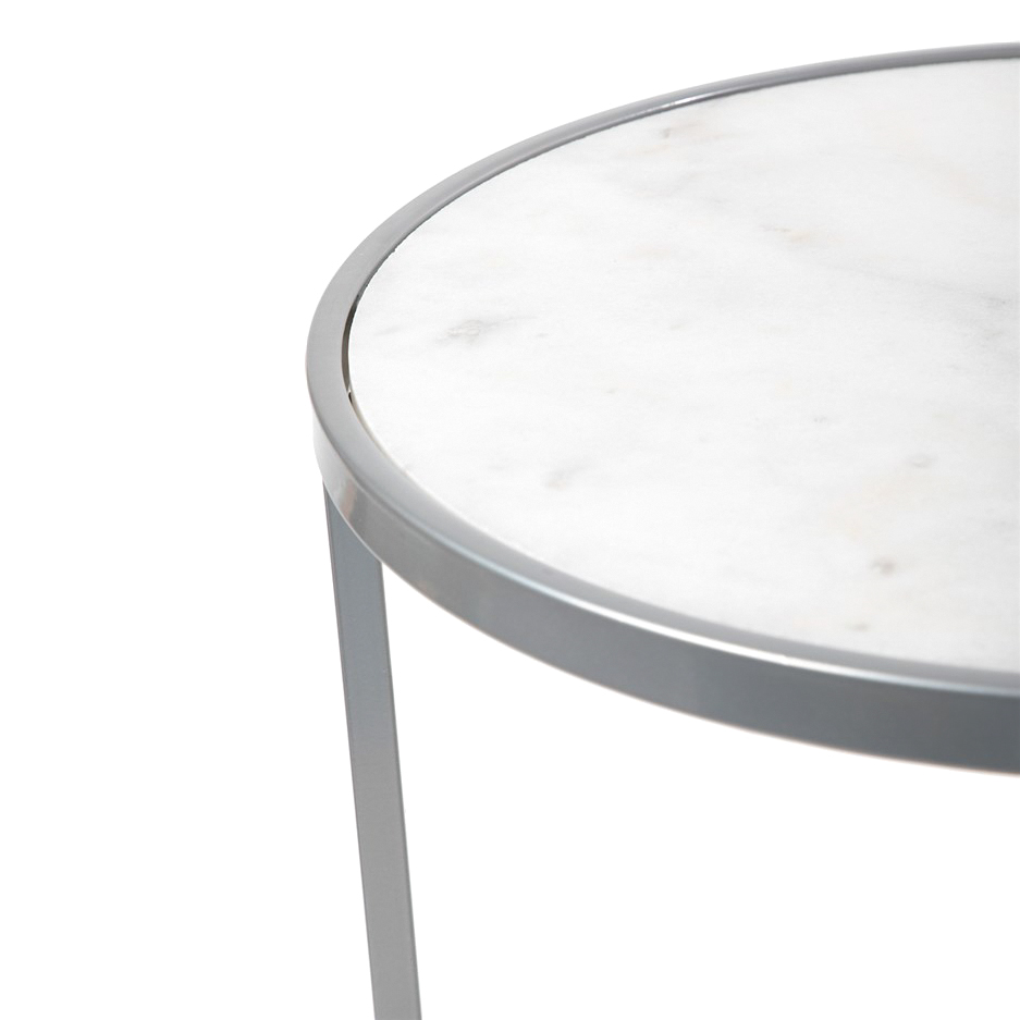 Столик интерьерный с белым мрамором Glasar 40x40x50 см, цвет серебро - фото 2