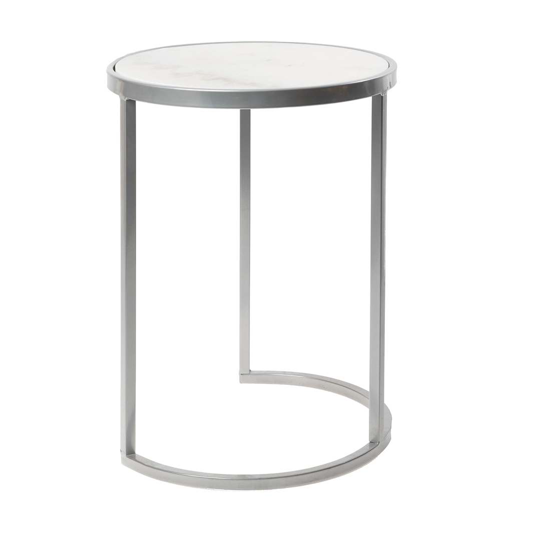 Столик интерьерный с белым мрамором Glasar 32x32x43 см, цвет серебро - фото 1
