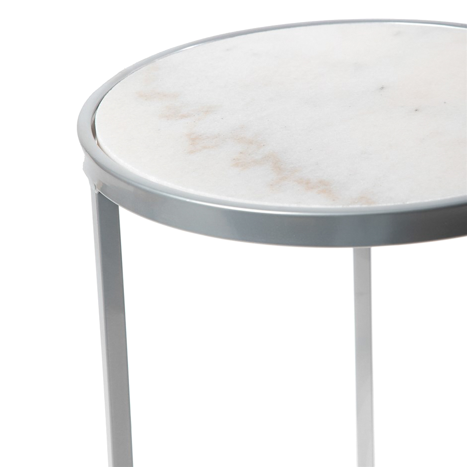Столик интерьерный с белым мрамором Glasar 32x32x43 см, цвет серебро - фото 2
