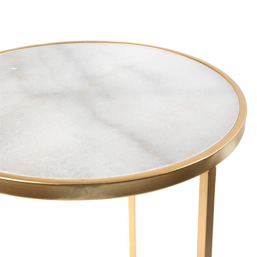 Столик интерьерный с белым мрамором Glasar 32x32x43 см, цвет золотой - фото 2
