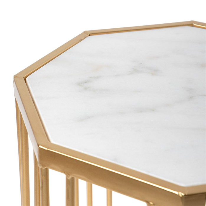 Столик интерьерный с белым мрамором Glasar 42x42x53 см, цвет золотой - фото 2