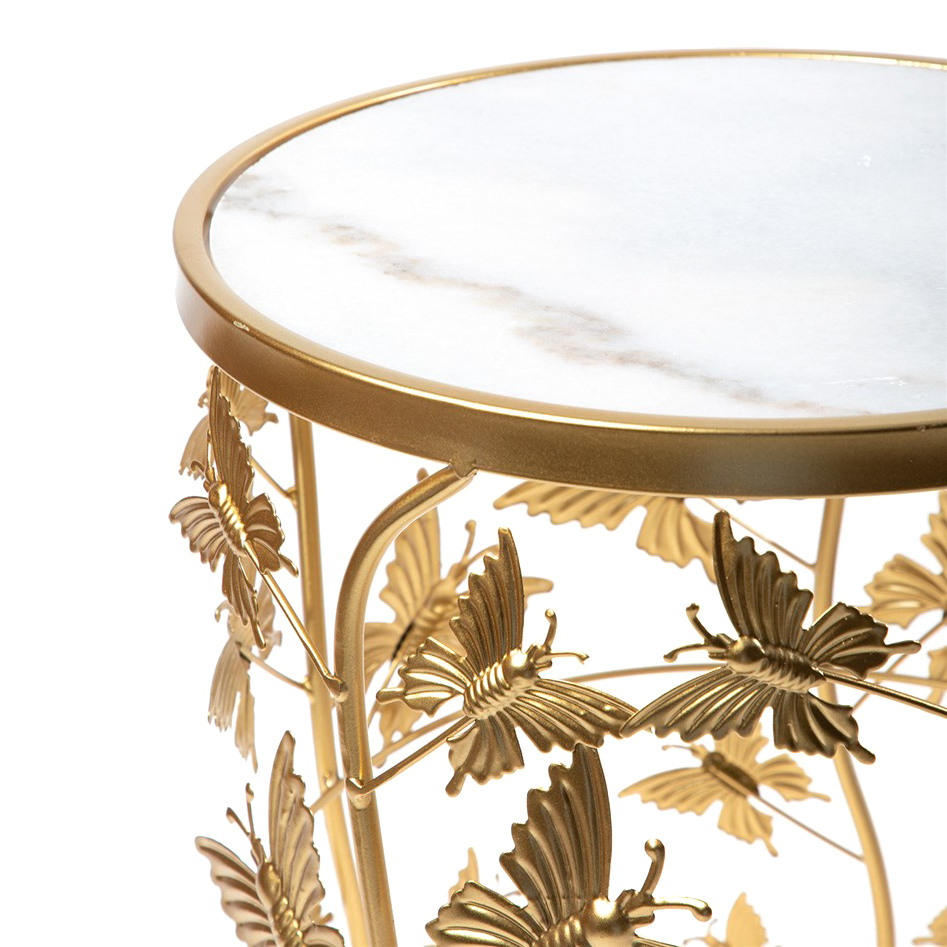 Столик интерьерный с белым мрамором Glasar 35x35x47 см, цвет золотой - фото 2