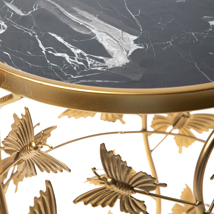 Столик интерьерный с чёрным мрамором Glasar 35x35x47 см, цвет золотой - фото 2