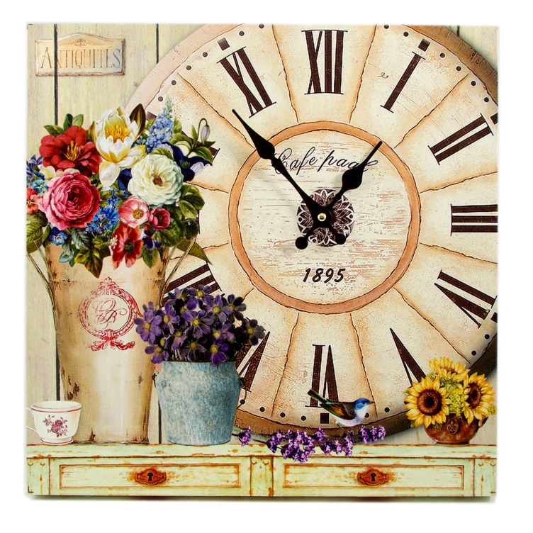 фото Часы летние русские подарки цветы 40х40см