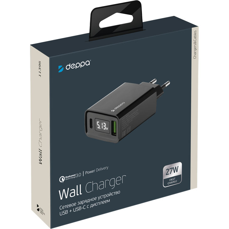 фото Сетевое зарядное устройство deppa wall charger 11395 usb a + usb-c