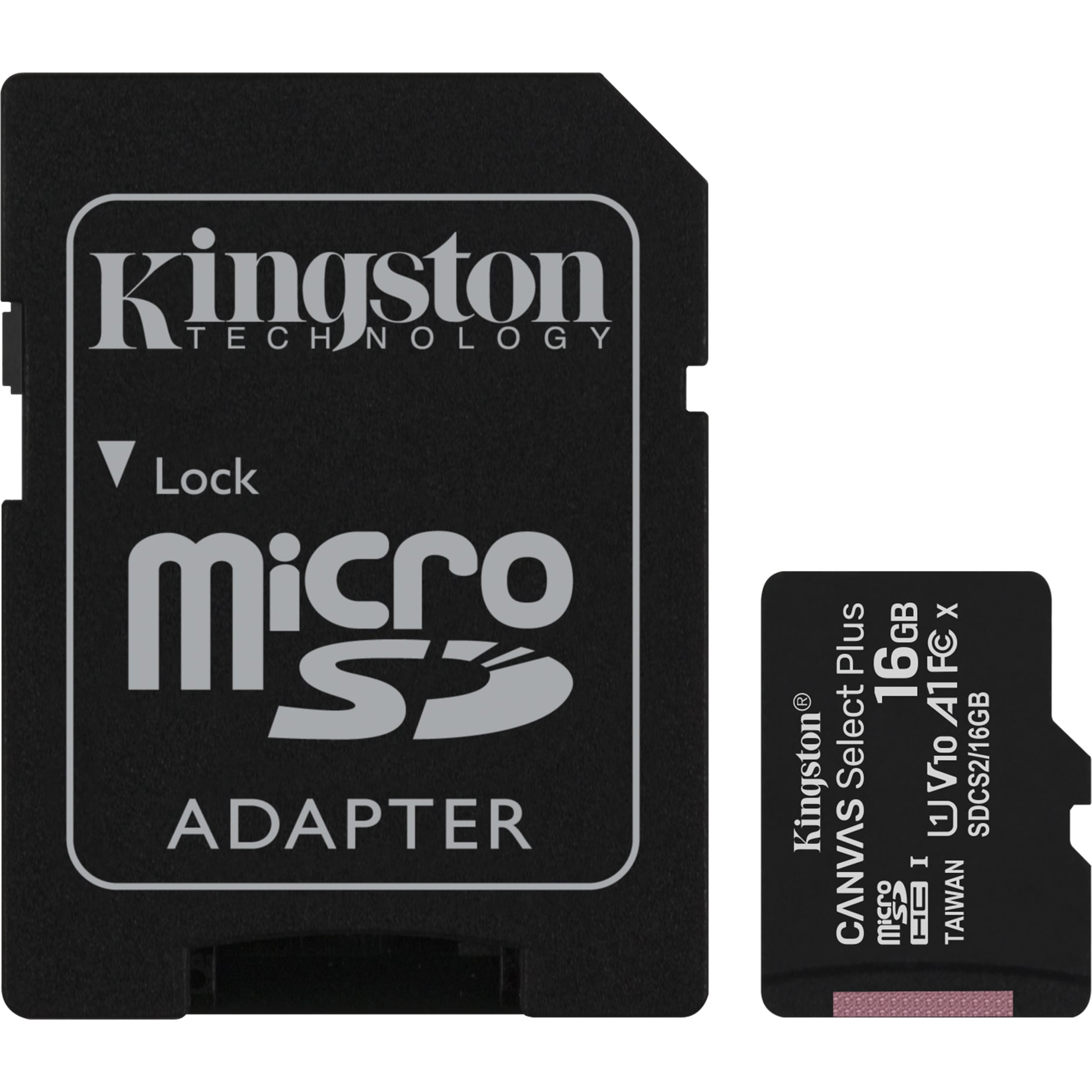 Карта памяти Kingston Canvas Select Plus MicroSD 16GB Class 10, цвет черный - фото 1