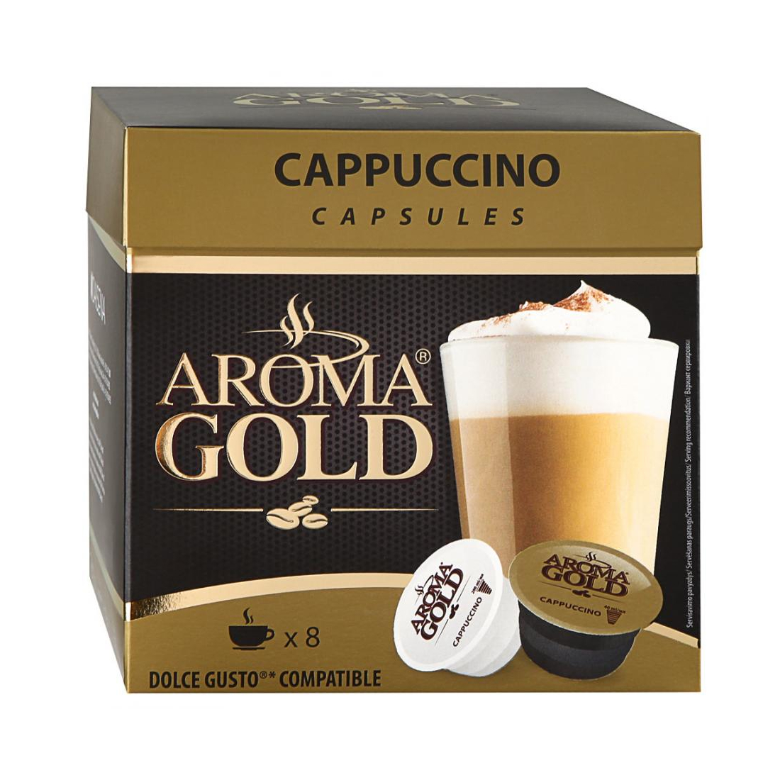 фото Кофе aroma gold cappuccino в капсулах 16 шт