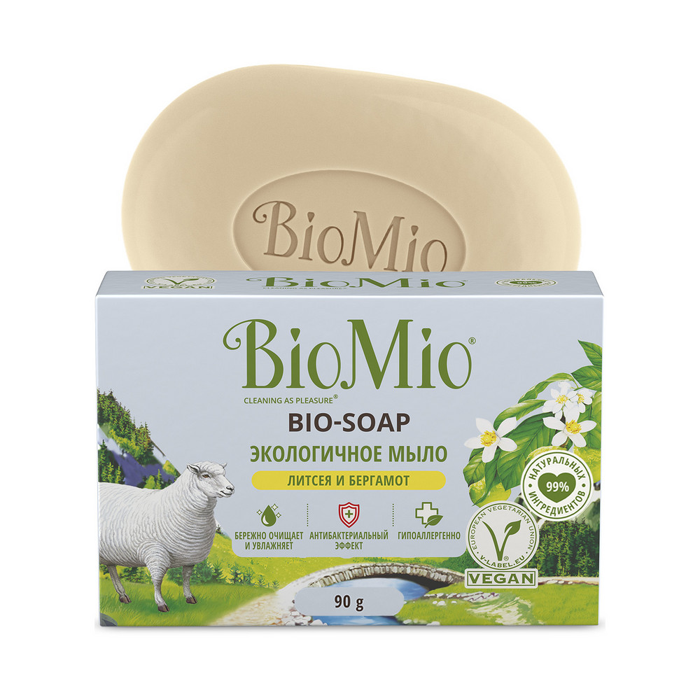 фото Мыло туалетное biomio bio-soap литсея и бергамот 90 г