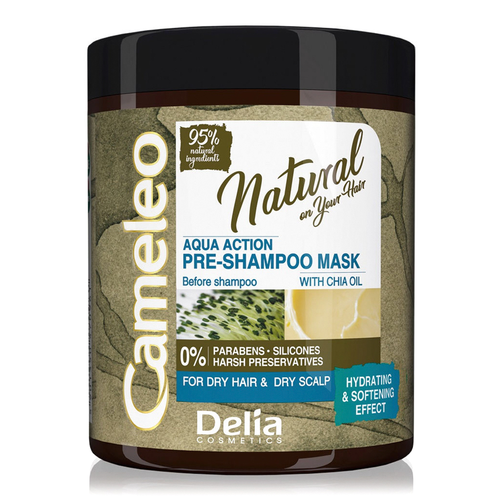 фото Маска перед использованием шампуня cameleo natural aqua action pre-mask с маслом чиа 250 мл delia cosmetics