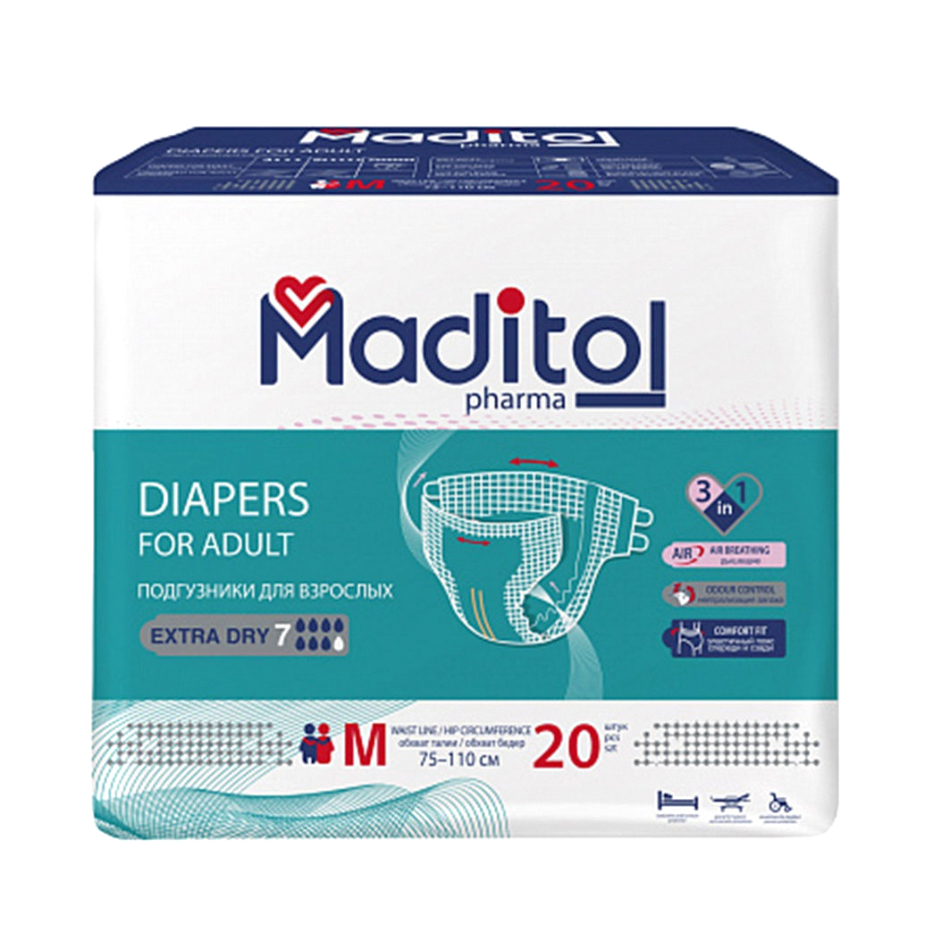 Подгузники для взрослых Maditol M 75-110 см 20 шт