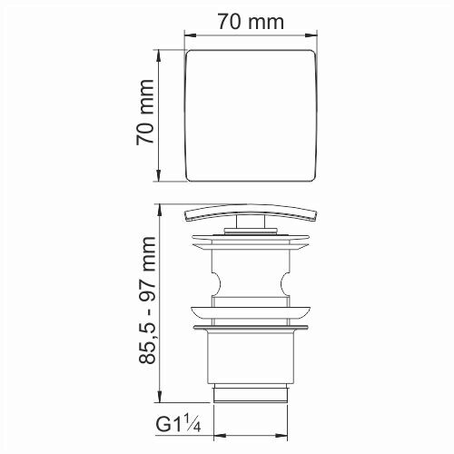 фото Донный клапан wasserkraft saure push-up 7х7х9,7 см