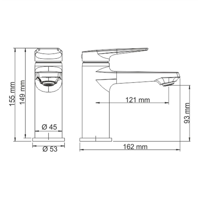 фото Смеситель wasserkraft glan для раковины глянец черный 16,2x5,3x15,5 см