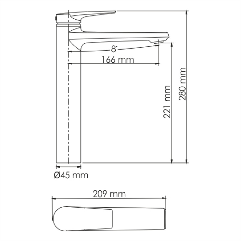 фото Смеситель wasserkraft glan для раковины глянец черный 20,9x4,51x28 см