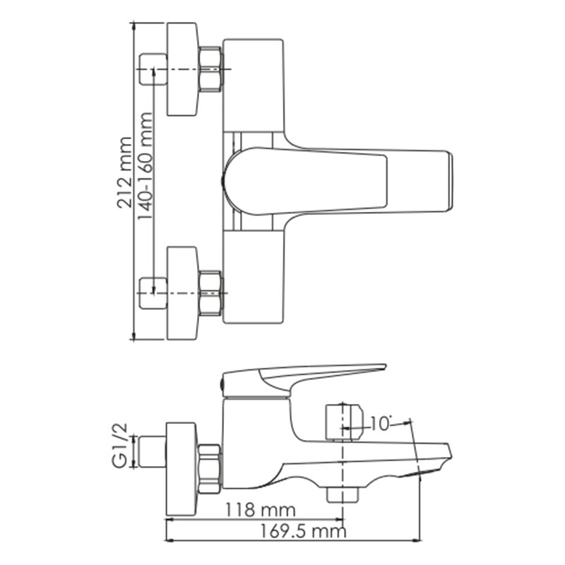 фото Смеситель wasserkraft glan для ванны и душа матовый серый 16,95x21,2x10,1 см