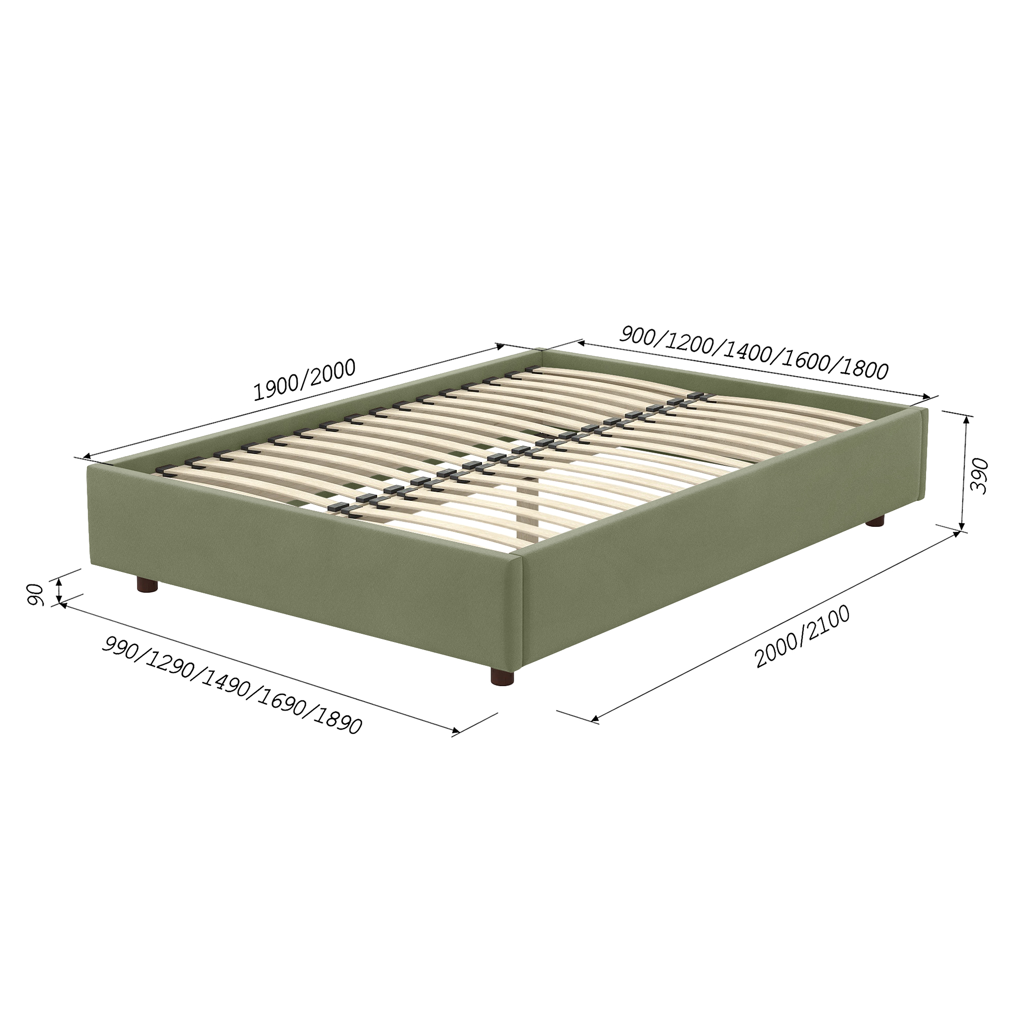 Кровать AS Саманта 160x200 орех/грасс, цвет зеленый, размер 200х160х30 - фото 3