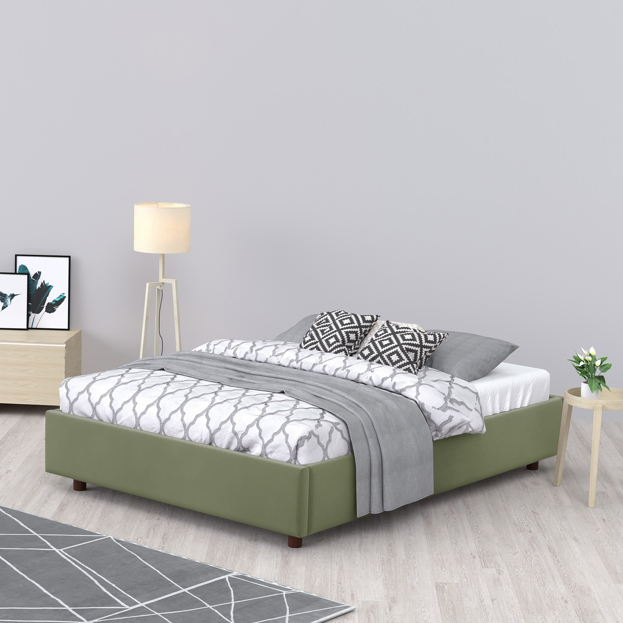 Кровать AS Саманта 160x200 орех/грасс, цвет зеленый, размер 200х160х30 - фото 4