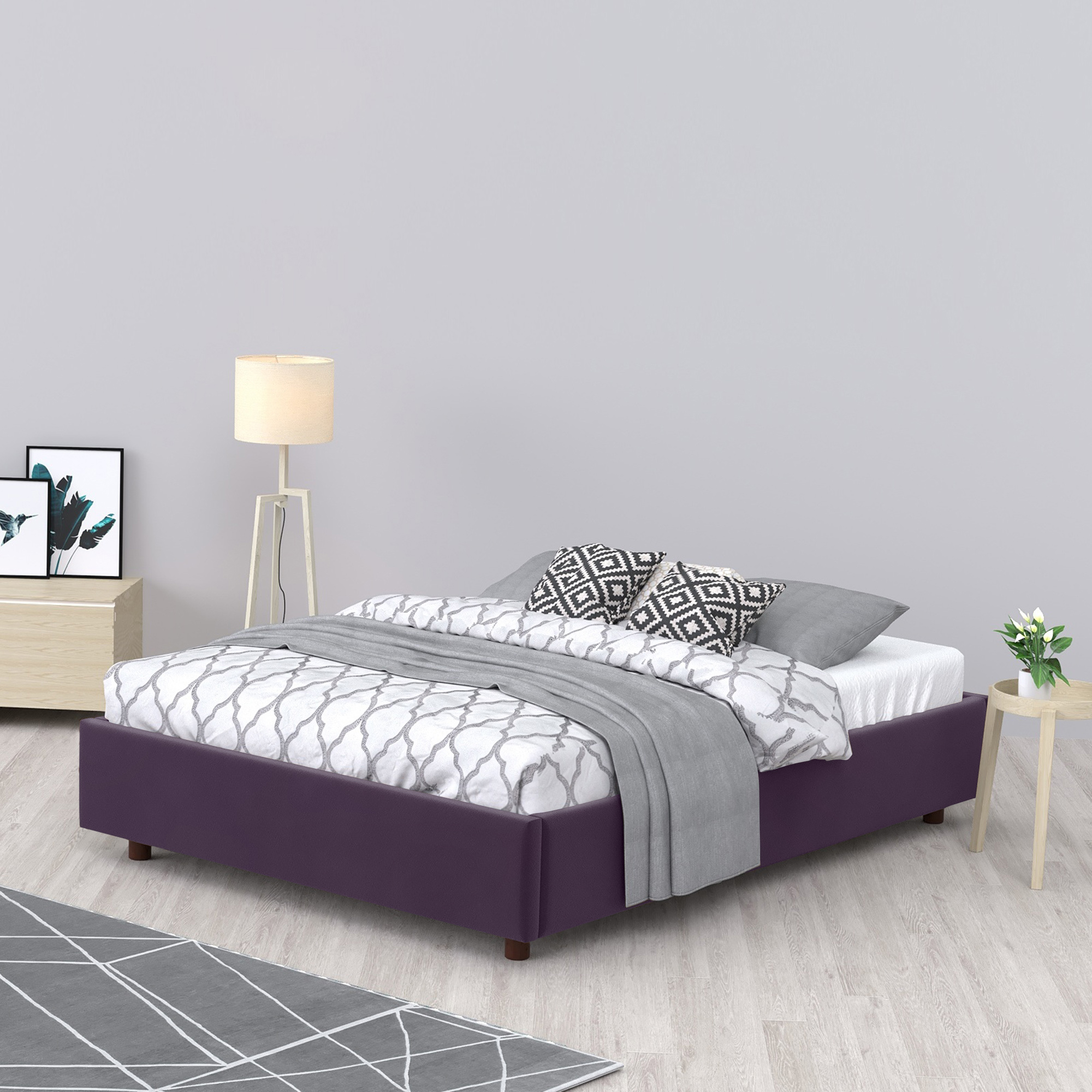 Кровать AS Саманта 160x200 орех/виола, цвет фиалковый, размер 200х160х30 - фото 4