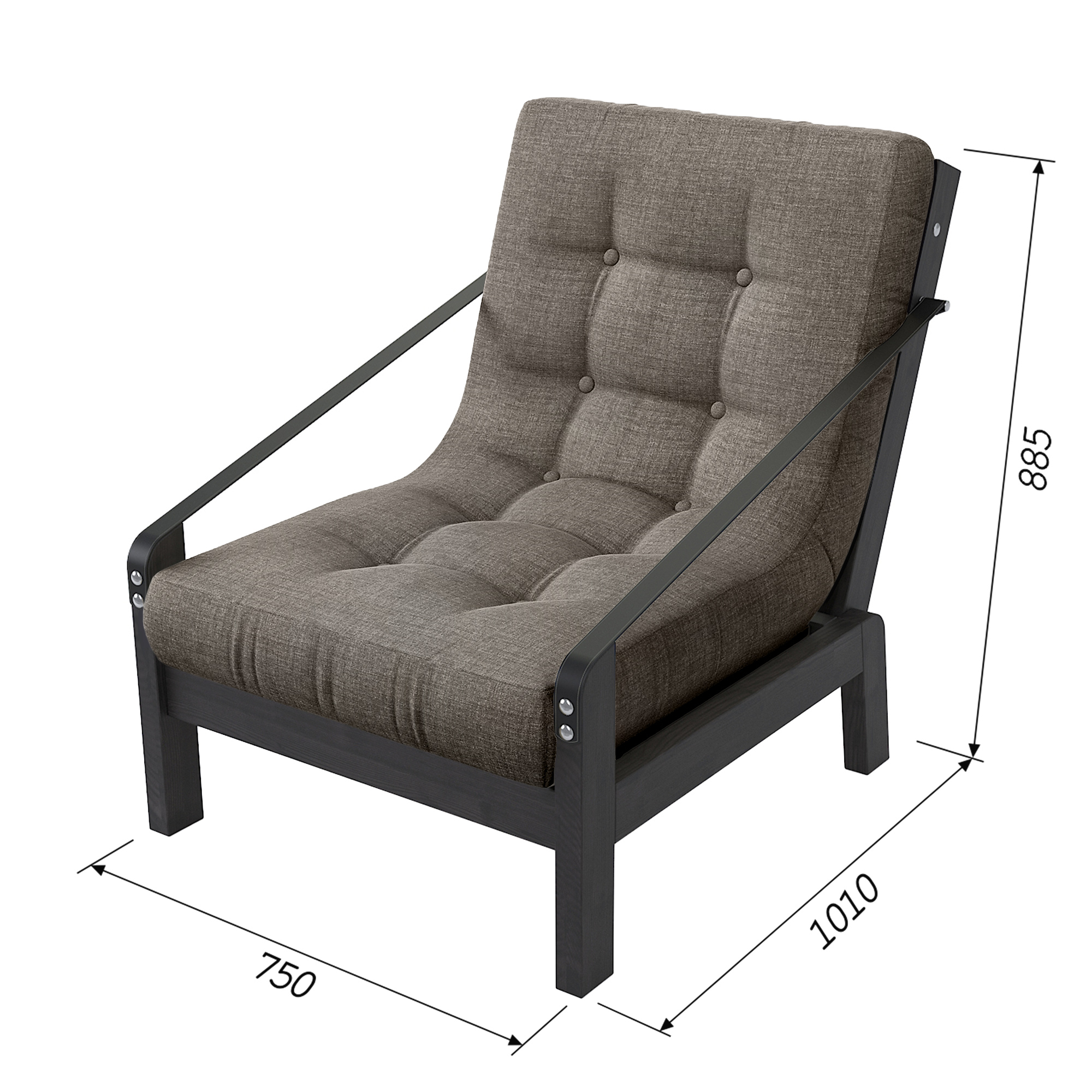 Кресло AS Лэсси 75x101x88.5 венге/кэмел, цвет коричневый, размер 65х140 - фото 6