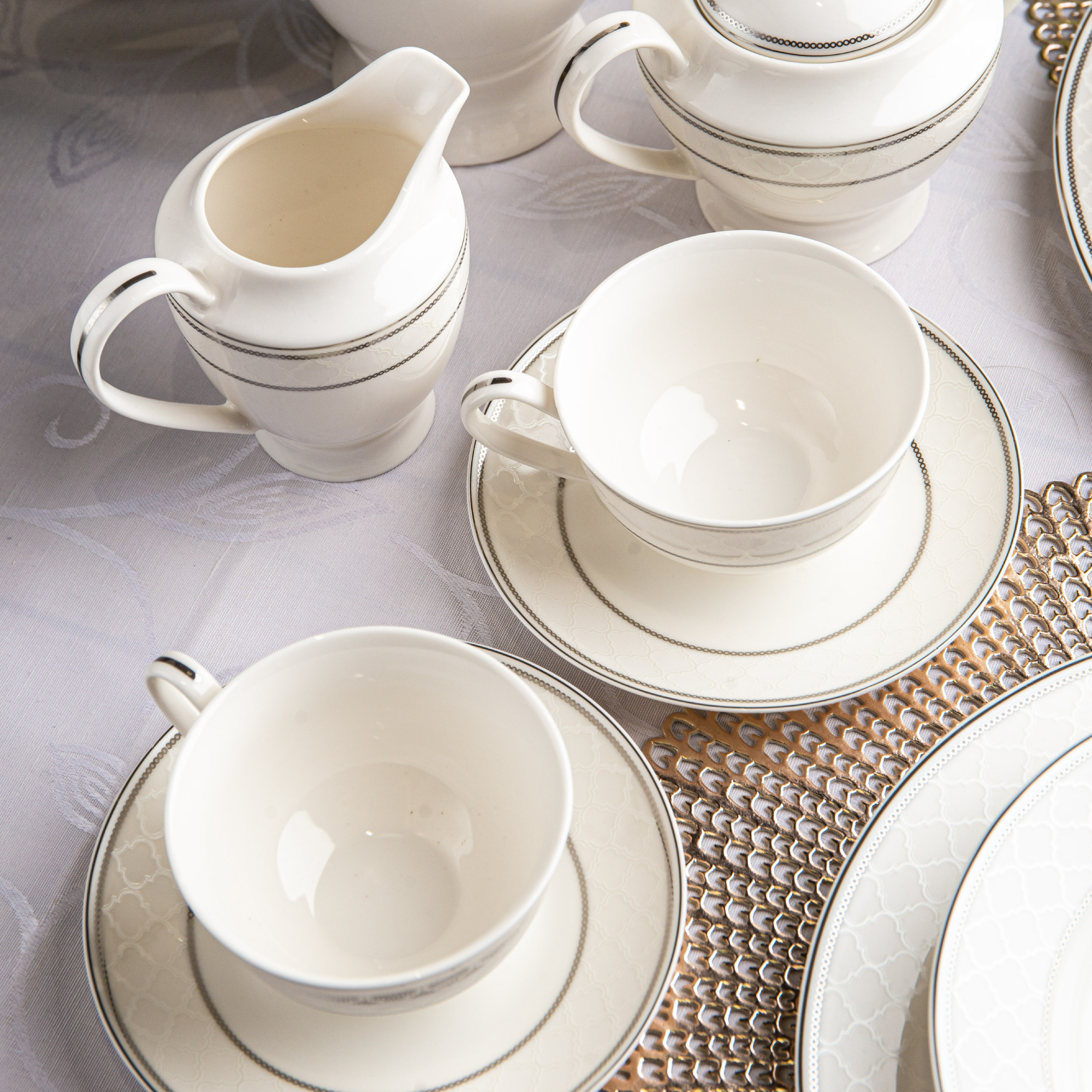 Сервиз чайно-столовый Macbeth bone porcelain Arabesque на 6 персон, цвет белый - фото 17