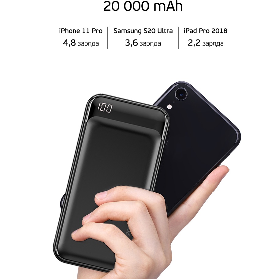 фото Внешний аккумулятор deppa nrg turbo compact lcd 20000 mah