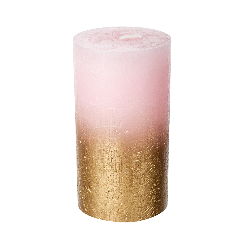 фото Свеча-столбик рустик 13x6,8 розово-золотая bolsius