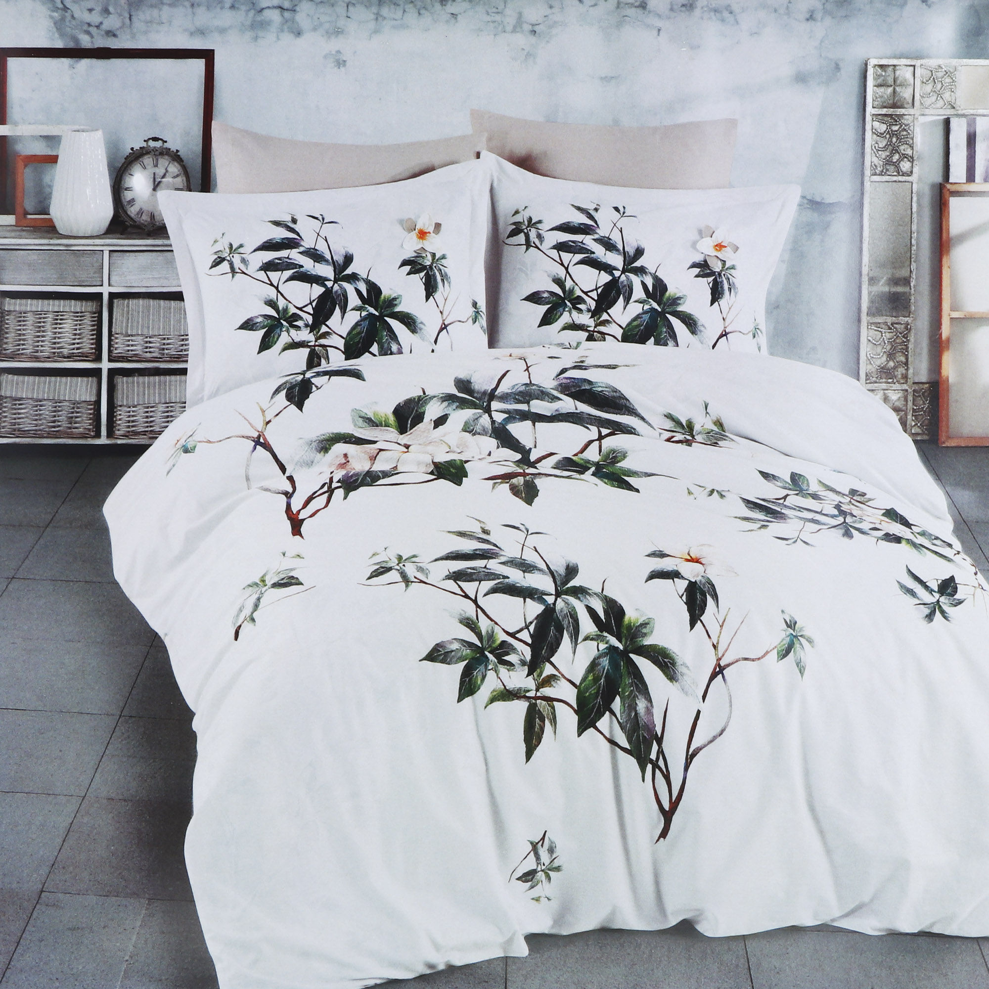 Постельный комплект Colors of fashion 1.5спальный satin tropical flower aft-2276, размер полуторный - фото 1