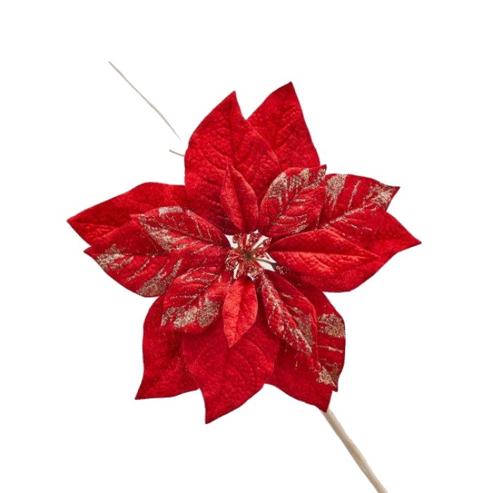Цветок декоративный Edg на клипсе красный 27 см