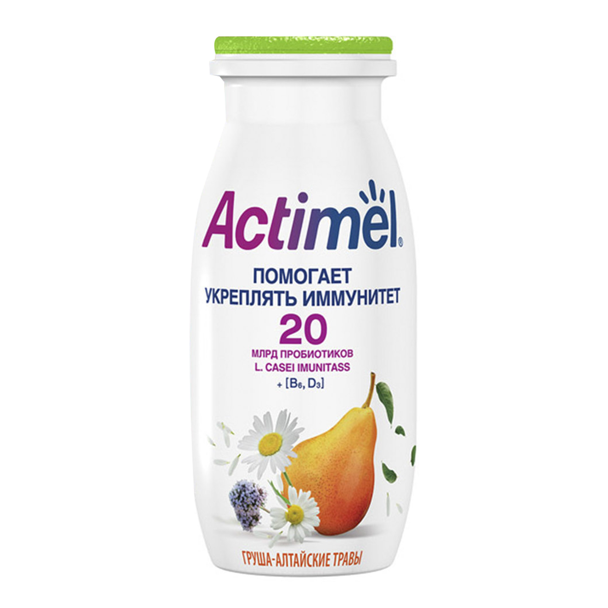 Напиток кисломолочный Actimel с грушей и альтайскими травами 100 мл - фото 1