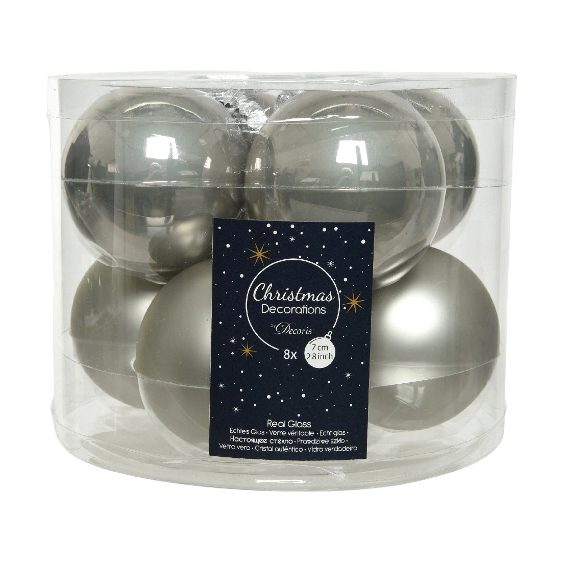 

Набор шаров в тубе Kaemingk серый 7 см 8 шт