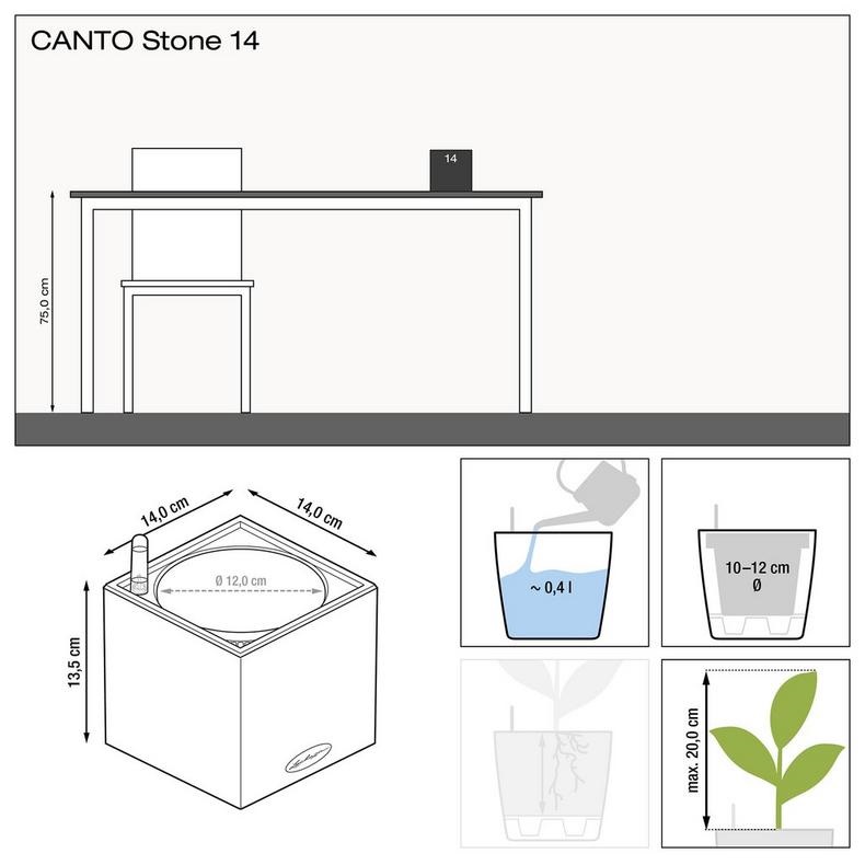 Кашпо Lechuza canto 14см камень с автополивом - фото 3
