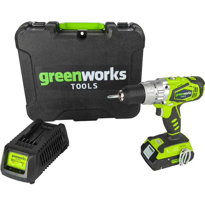 фото Дрель-шуруповерт greenworks g24ddk2