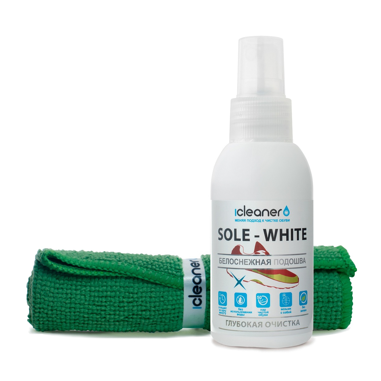 фото Очиститель для белой подошвы icleaner sole-white 100 мл с микрофиброй