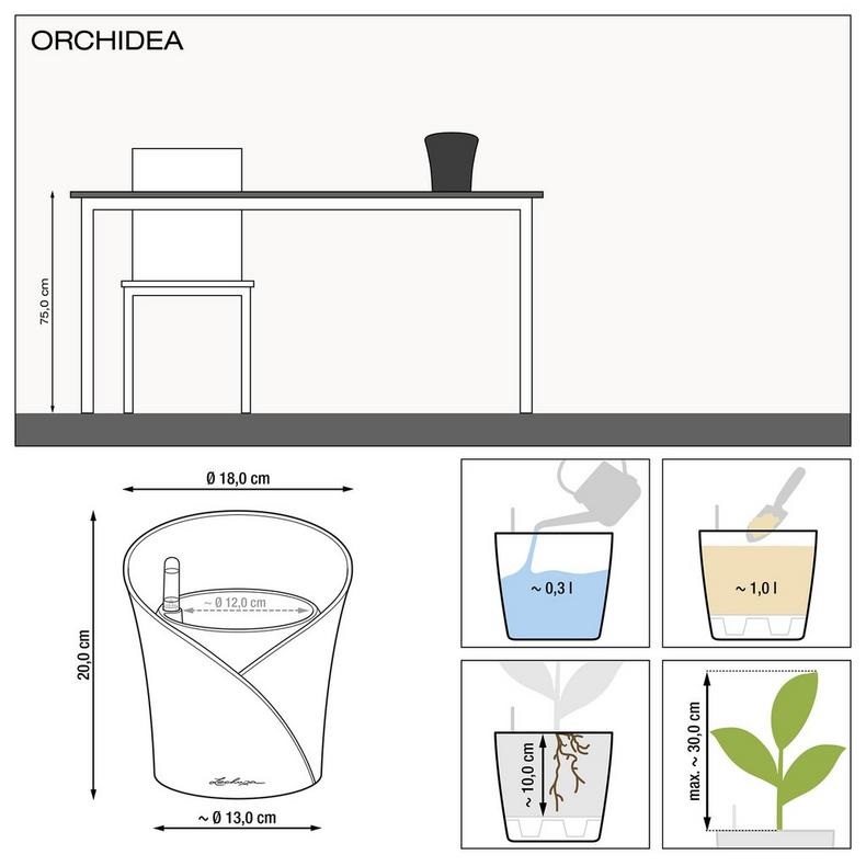 фото Кашпо lechuza orchidea 20см уголь с автополивом