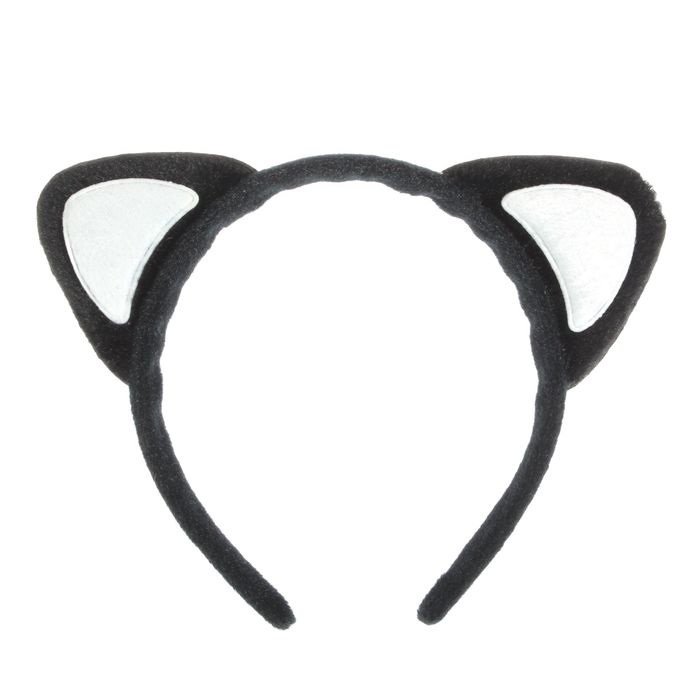 Ободок Сима ленд Ушки кошки черно-белые, цвет черный - фото 1