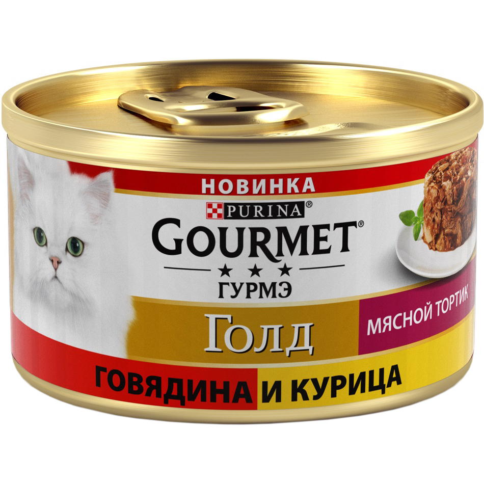 фото Корм для кошек gourmet gold мясной тортик с курицей и говядиной 85 г