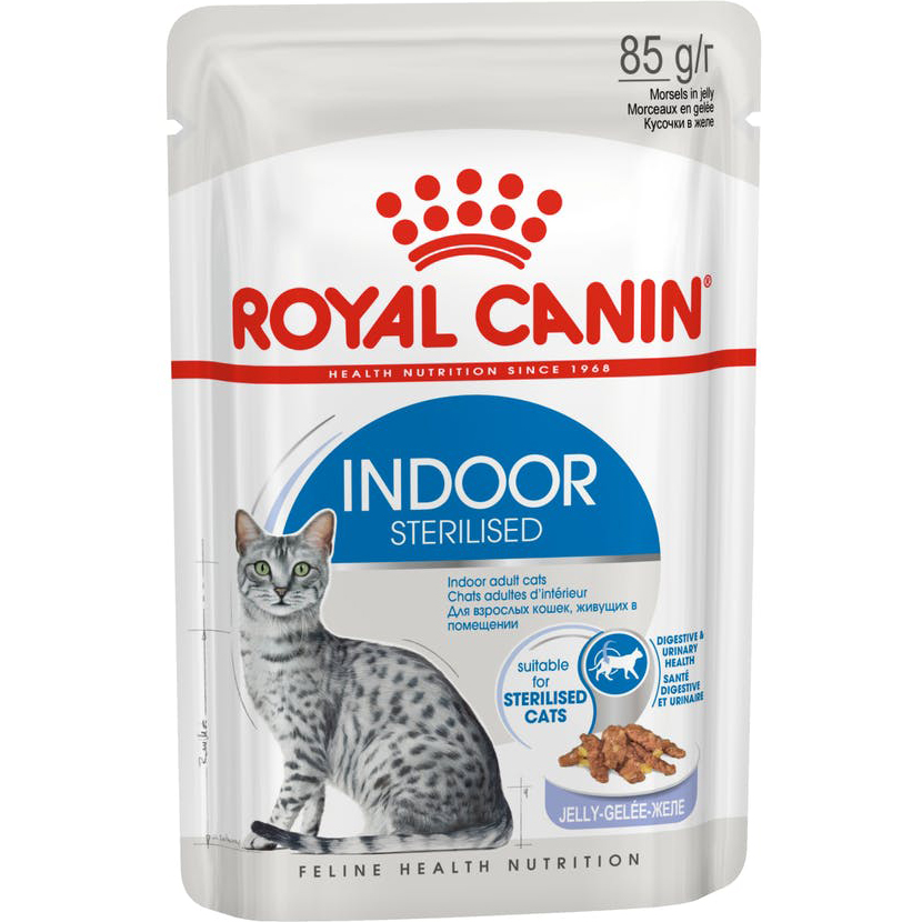 фото Корм для кошек royal сanin indoor sterilised кусочки в желе 85 г royal canin