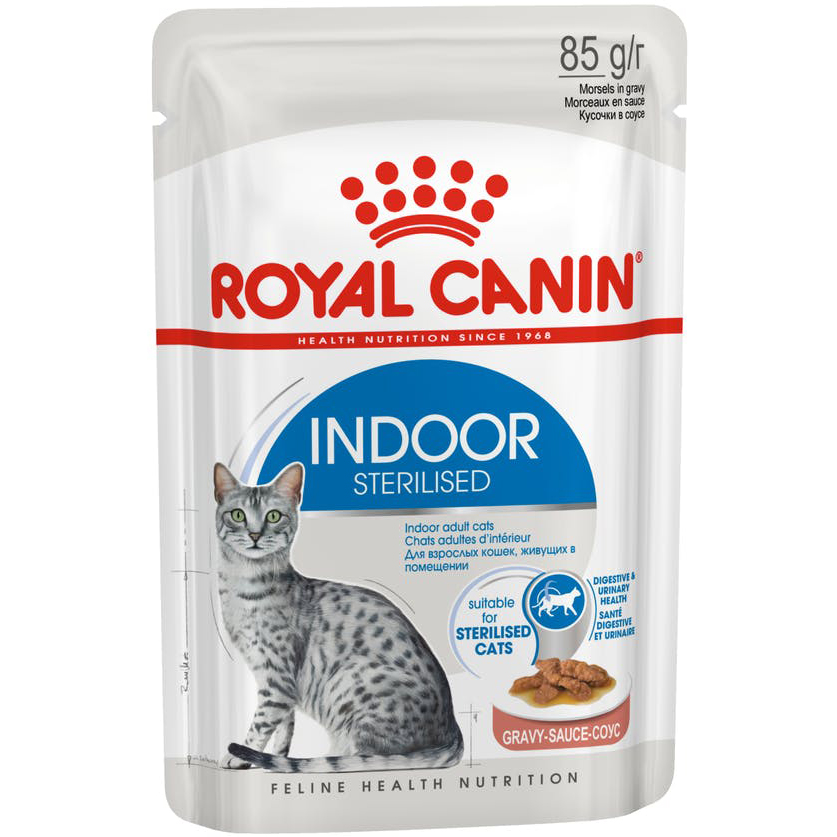 фото Корм для кошек royal сanin indoor sterilised кусочки в соусе 85 г royal canin