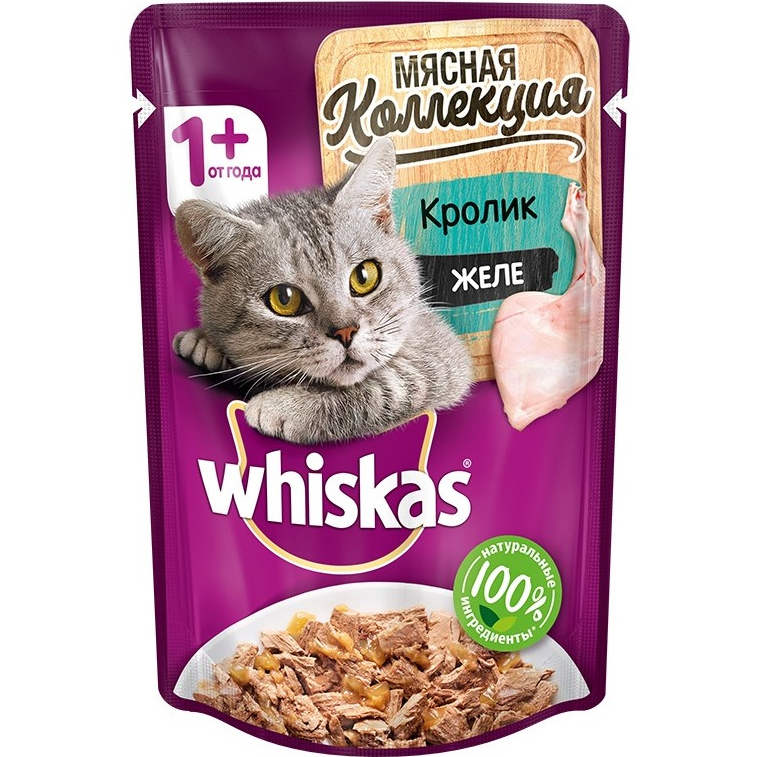 фото Корм для кошек whiskas мясная коллекция кролик в желе 85 г