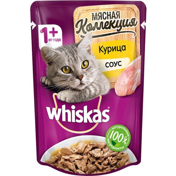 фото Корм для кошек whiskas мясная коллекция курица в желе 85 г