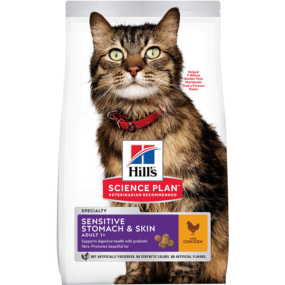 фото Корм для кошек hill's science plan sensitive для чувствительного пищеварения и кожи с курицей 300 г hill`s