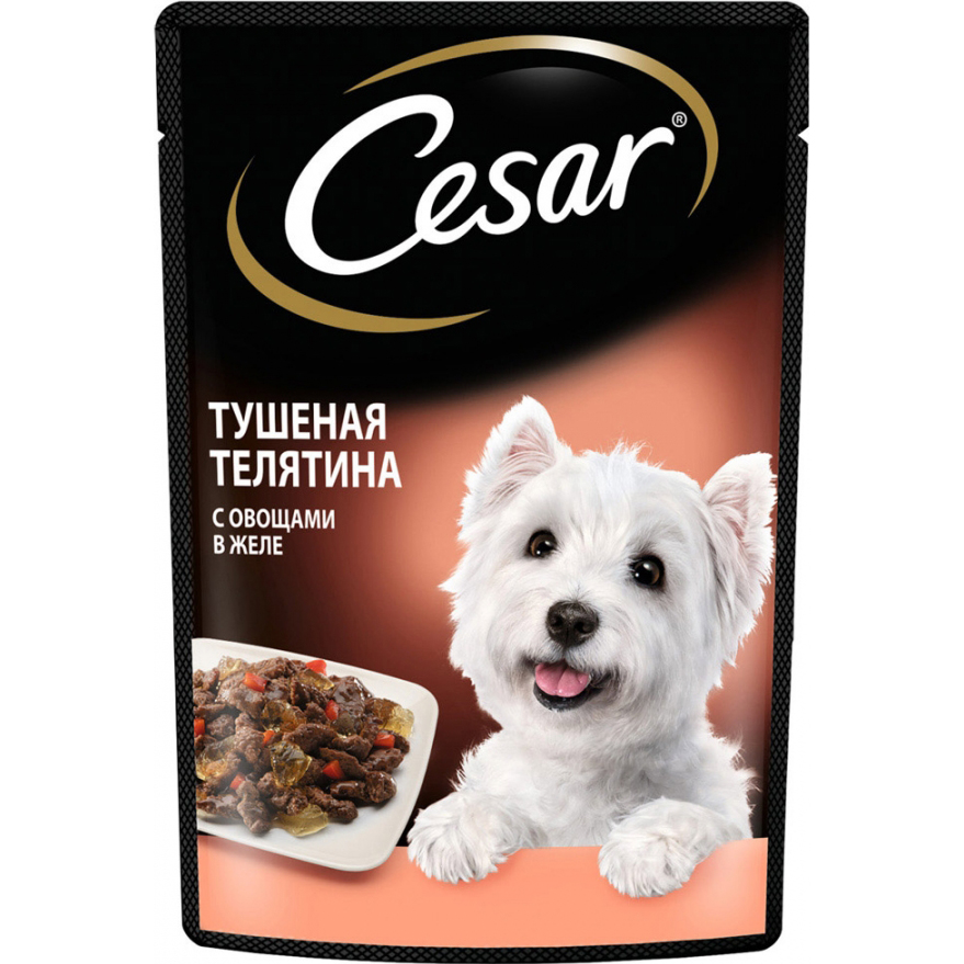 Корм для собак Cesar Тушеная телятина с овощами в желе 85 г